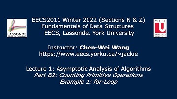 [HD] EECS2011 W22 - Lecture 1 - Part B2 - Counting Primitive Operations (for-Loop)