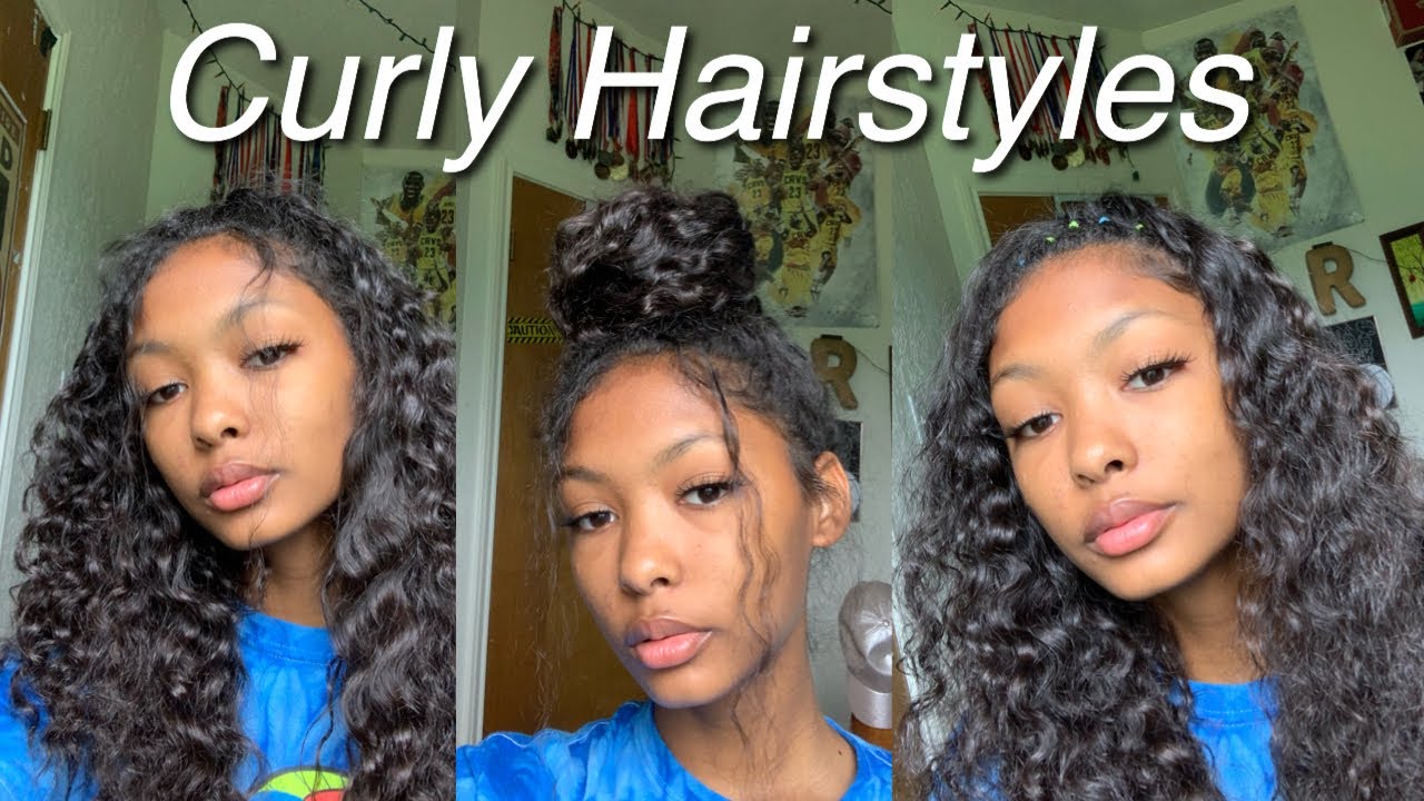 5 Easy Hairstyles For Curly Hair - YouTube