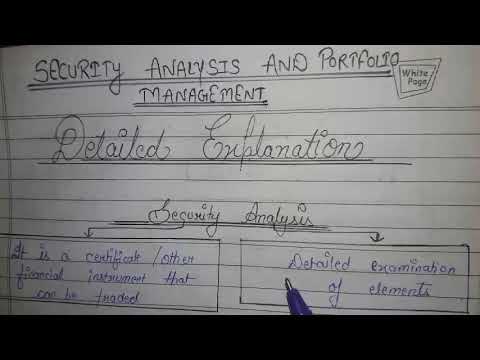 SECURITY ANALYSIS AND PORTFOLIO MANAGEMENT(PART-1)(MEANING OF SECURITY ANALYSIS)