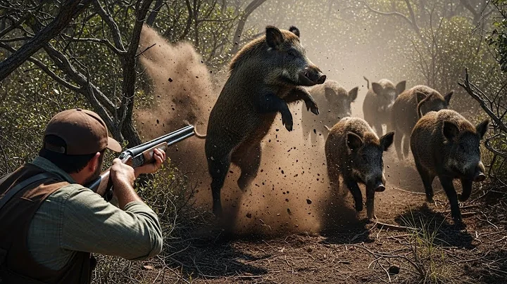 Wild Boars Charge Down the Hill – Hunter’s Intense Battle Caught on Camera!