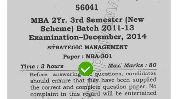 2014 Mdu MBA 3d Sem Strategic Management Question Paper #MduQuestionPaper