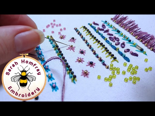 Beads embroidery Basic stitches I Introduction to Hand embroidery bead  tutorial PART 6 