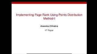 Implementing PageRank (Using Points Distribution Method) - 1