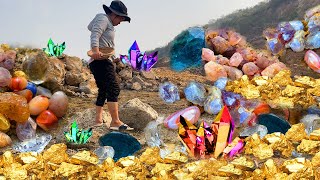 Discovery of Natural Gold, Diamond Amethyst. Diamonds, Quartz Crystal at the mountain gold