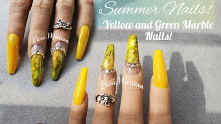 Acrylic Nails | Summer Nails | Marble Nails Using Marble Inks