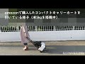 折り畳み式のキャリーカートを引く様子