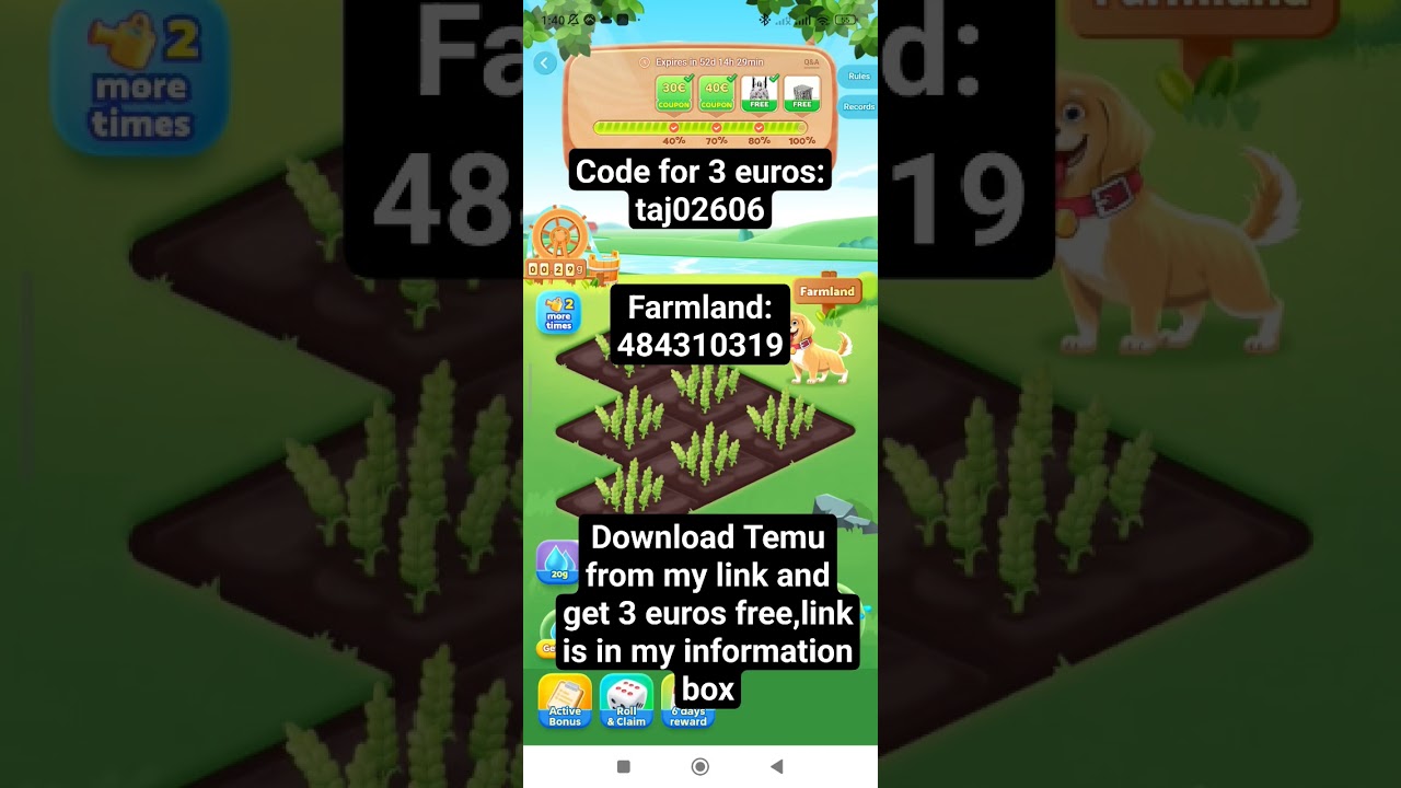 temu Farmland code temucodes free temu items