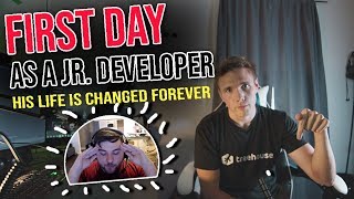 HIS FIRST DAY AS A JR. DEVELOPER! | Life After Lambda School - #grindreel #lambdaschool