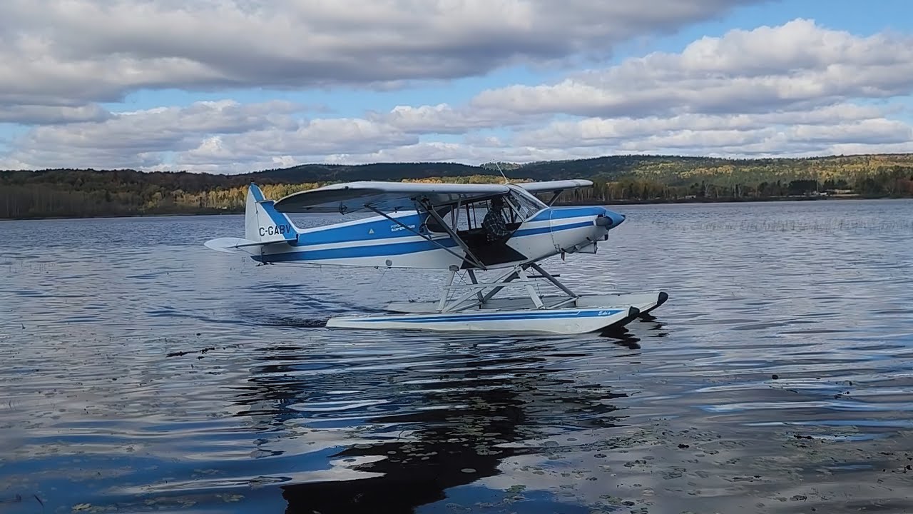 Start, taxi, run-up and takeoff in our Piper Super Cub floatplane / seaplane, Ontario, Canada!