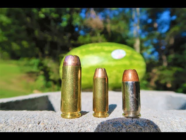 50ae vs 10mm vs 45acp - Watermelon Test 