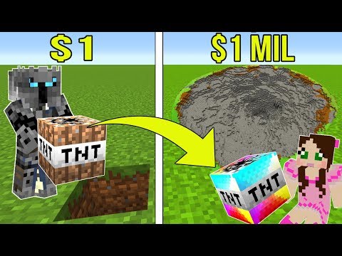 minecraft:-1-dollar-tnt-vs-1,000,000-dollar-rainbow-tnt!!!-crafting-mini-game