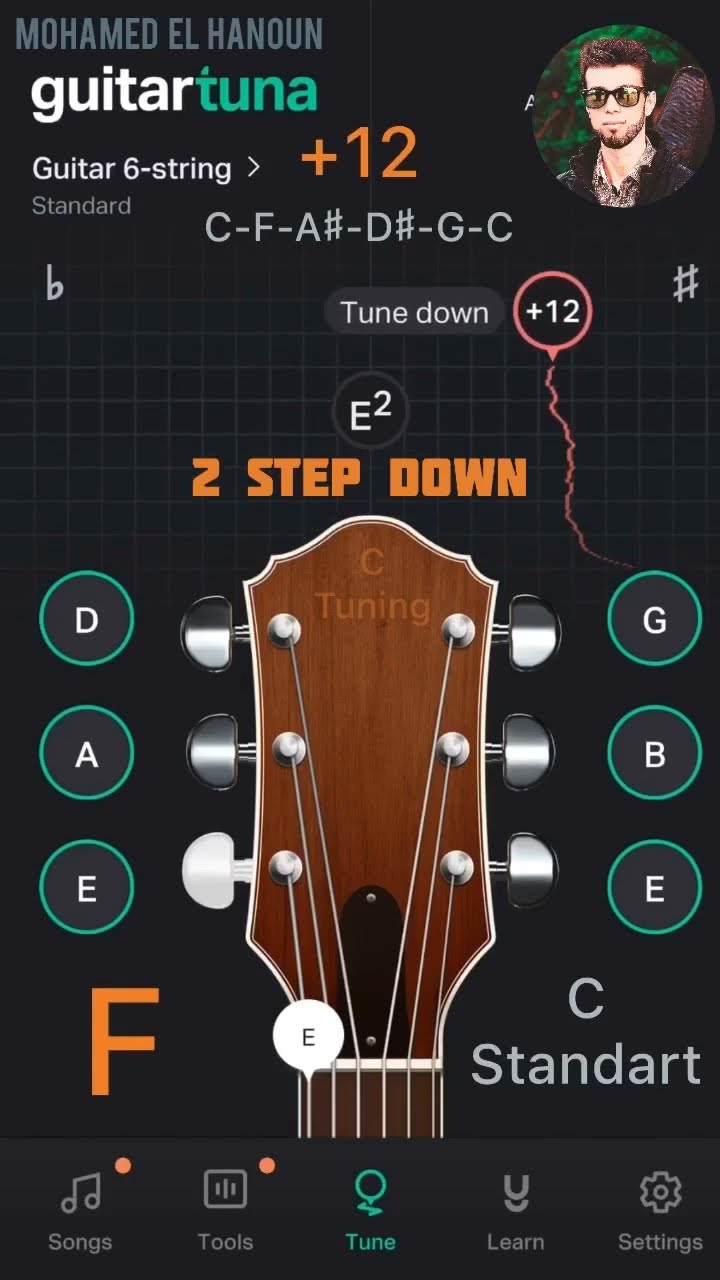 Guitar Drop C Tuning C G C F A D Guitar Tuna YouTube