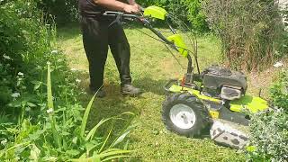 Using one of the new machines recently purchased. Grillo brushcutter
