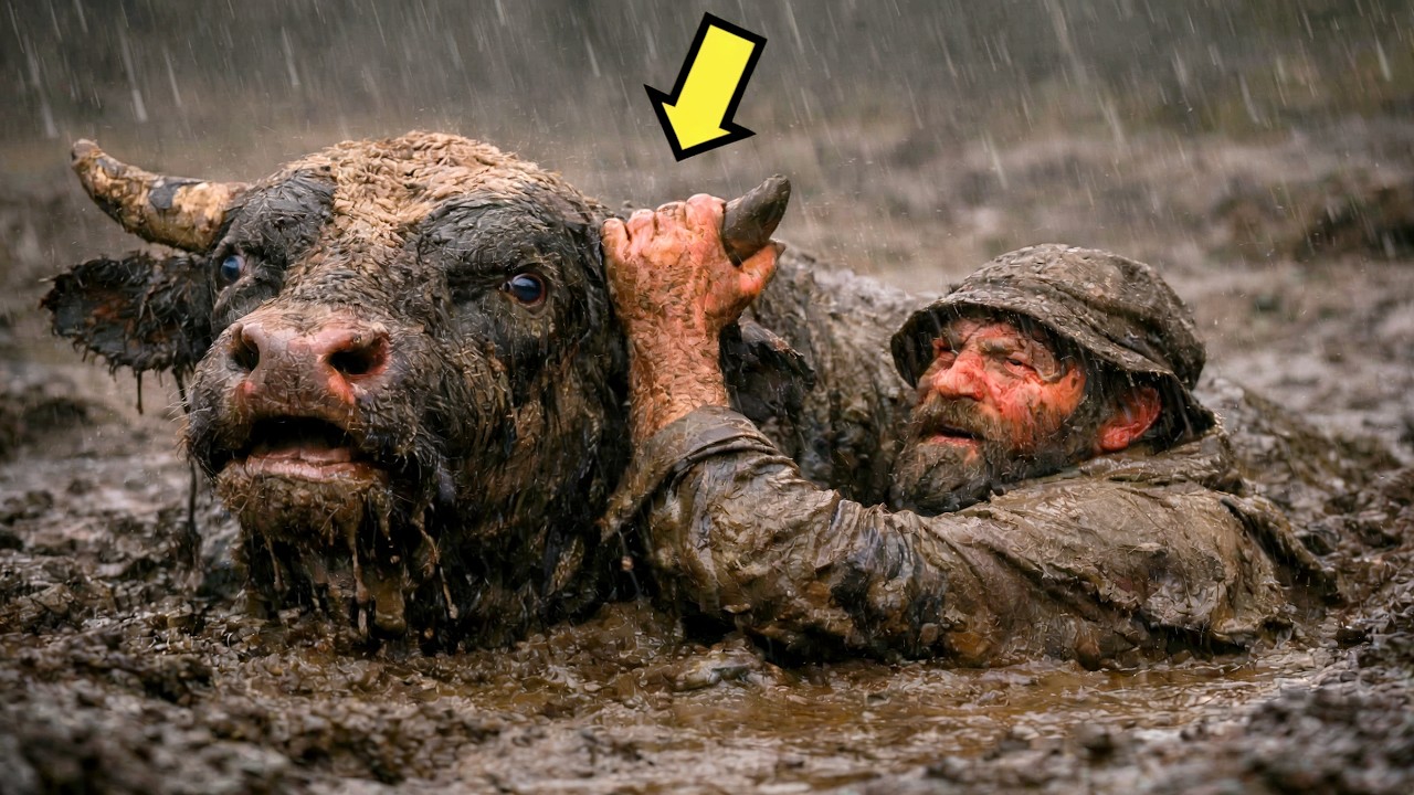 TORO FUE ABANDONADO ATRAPADO EN EL LODO… HASTA QUE UN RANCHERO VALIENTE HIZO LO IMPENSABLE