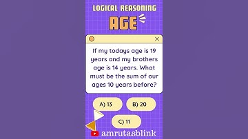 Mental Aptitude Age  #maths #quantitativeaptitude #logicalreasoning #problemsonages #mentalaptitude