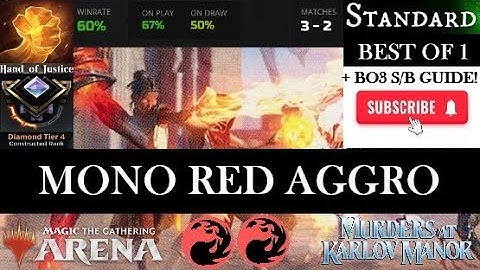 MONO RED AGGRO BURN RDW🔥60% WIN RATE (3-2)🔥BO1 RANKED STANDARD MTG ARENA MURDERS AT KARLOV MANOR