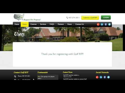 Golf RFP Tutorial: Create a FREE User Account and Login to access your Golf RFP account online.