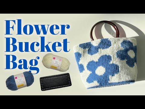 【日本入手困難】Crochet mini bucket bag Crochet Flower Bucket Bag Tutorial - YouTube