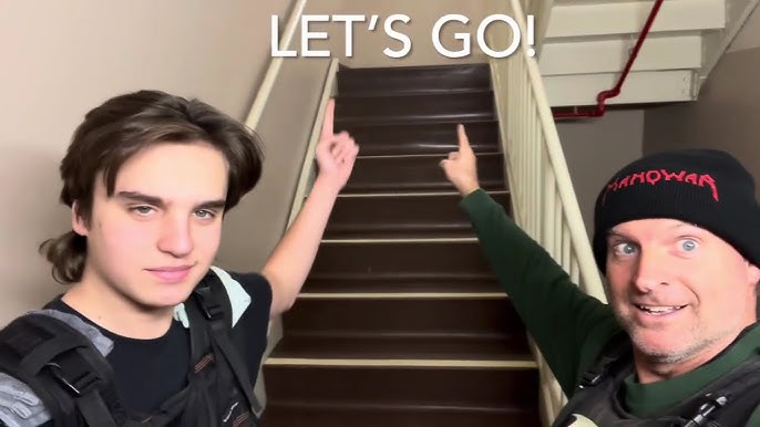 person wearing weighted vest while doing everyday activities grocery shopping stairs