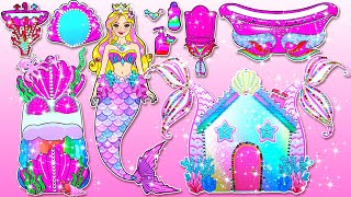 Học Làm Búp Bê Giấy - Tiên Cá Rapunzel Trang Trí Nhà Mới Cầu Vồng - Câu Chuyện Của Barbie