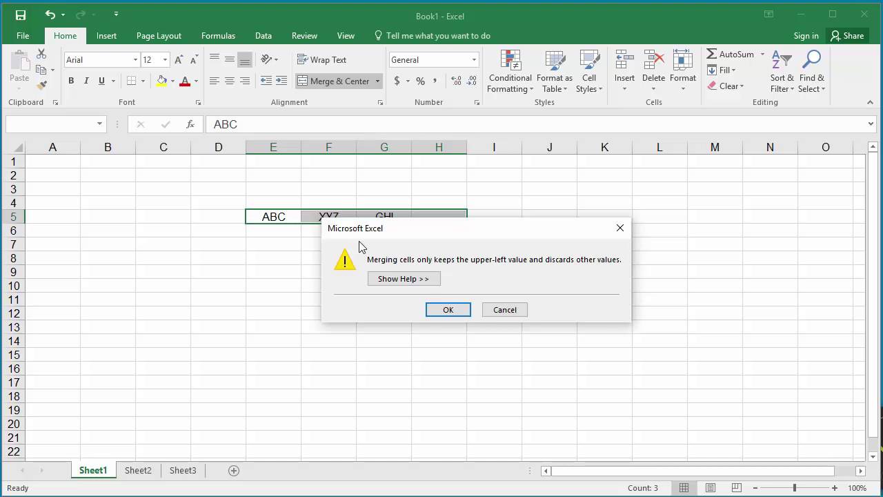 How to Merge Cells in Excel 2016 - YouTube