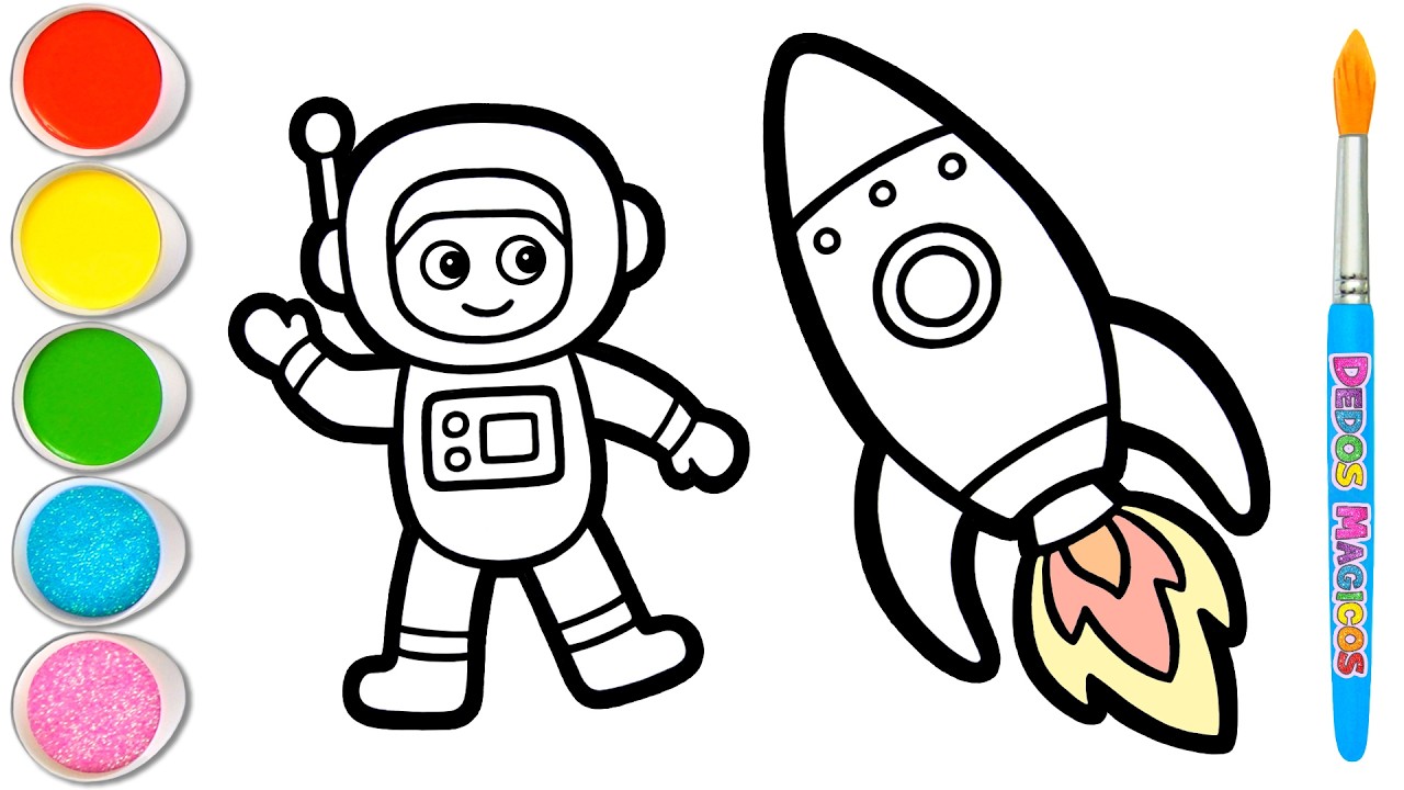 👨‍🚀🚀🪐 Dibujar y Pintar una Imagen de Aventura Espacial para Niños y Niñas | Pintura Fácil #249