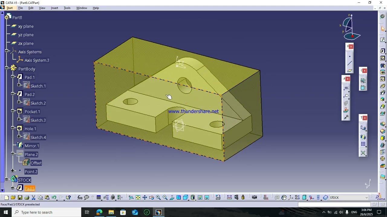Stock & Plane system creation in CATIA V5