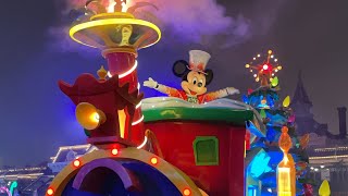 [4K] Mickey’s Dazzling Christmas Parade Nighttime Version (with Show Stop)  Disneyland Paris