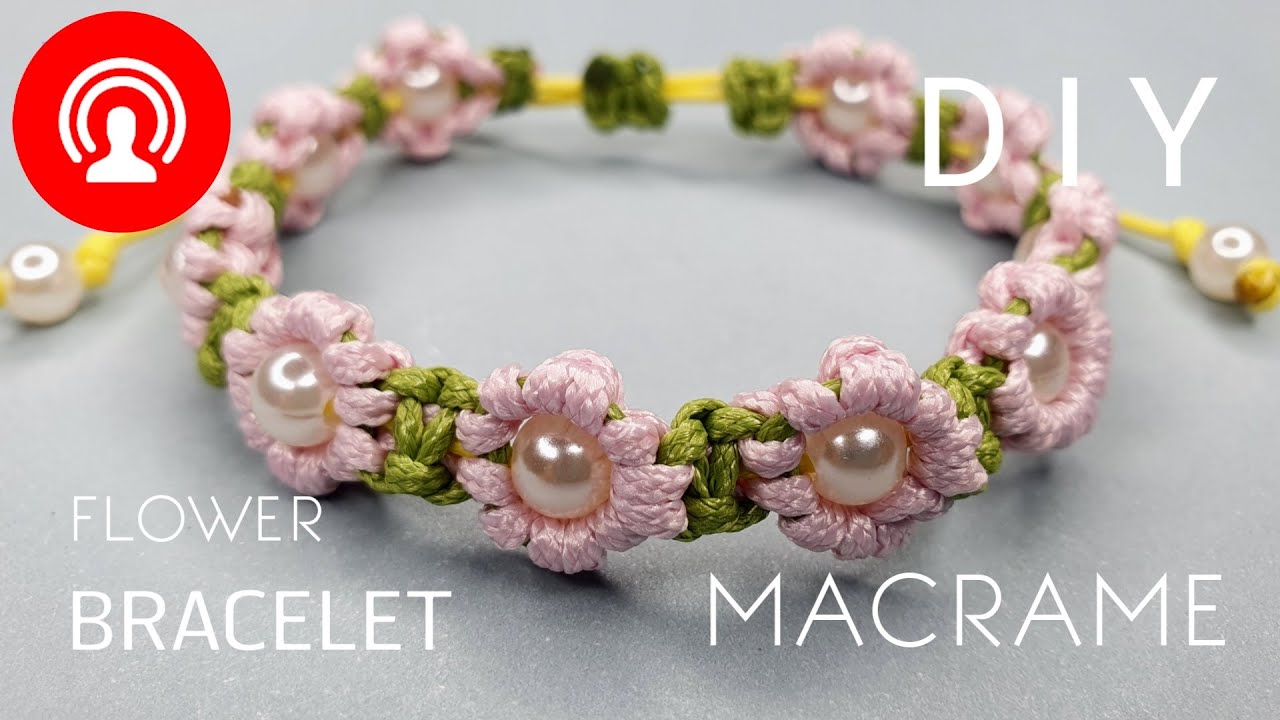 diy flower macrame bracelet - YouTube
