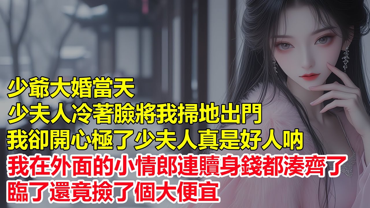 少爺大婚當天，少夫人冷著臉將我掃地出門，我卻開心極了，少夫人真是好人呐，我在外面的小情郎連贖身錢都湊齊了，臨了竟撿了個大便宜.....