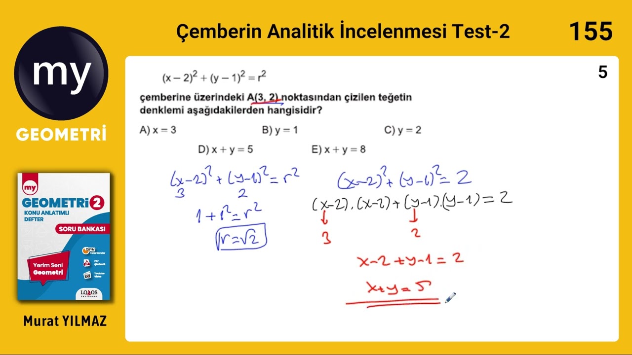 Çemberin Analitik İncelenmesi Test 2