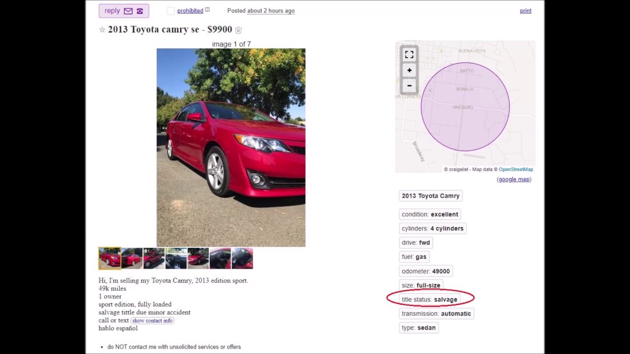 Cars for Sale on Craigslist Red Flags to Watch For YouTube