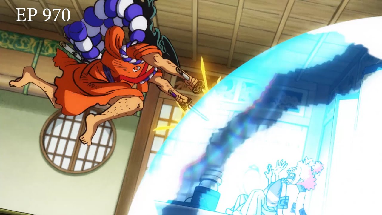 ODEN ATTACKS OROCHI . orochi gets saved by barrier-barrier fruit 