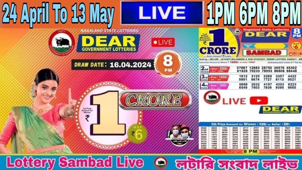 Lottery LIVE 8pm Dear nagaland state lottery live draw result 06052024 dear lottery sambad live