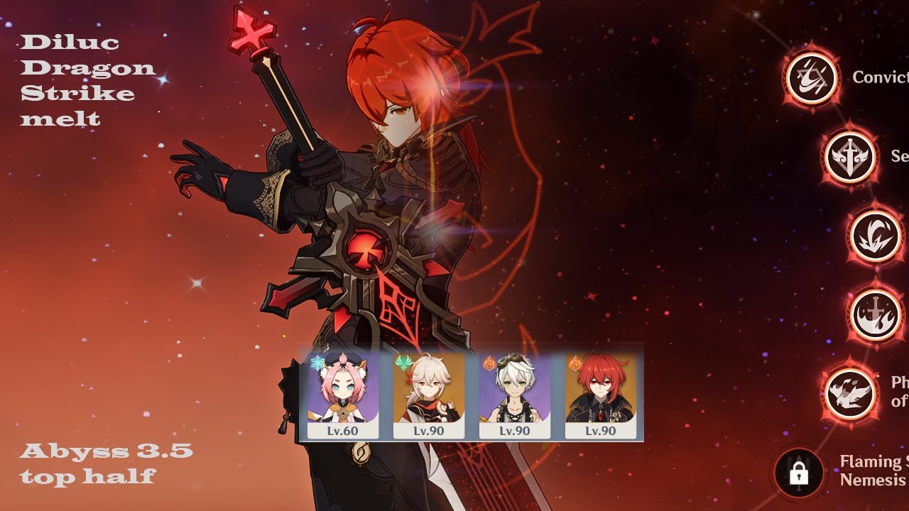 Abyss 3 5 Top half Diluc dragon strike melt