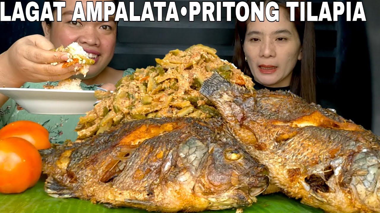 LAGAT AMPALAYA AT PRITONG TILAPIA MUKBANG | FILIPINO FOOD