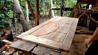 Membuat pintu minimalis kayu jati muda produksi tukang kayu ndeso