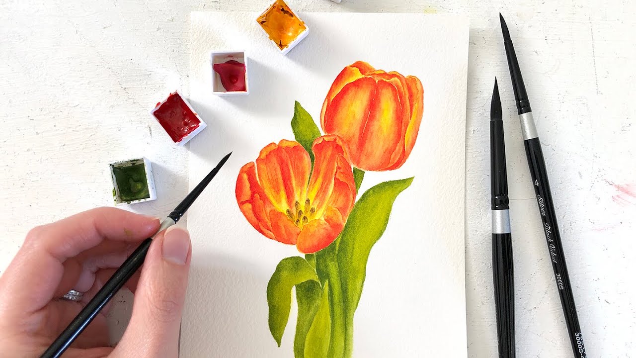 How to Paint Tulips in Watercolor | Paint with Me Watercolor Flowers ...