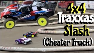 4x4 Traxxas Slash Racing (cheater) Short Course Truck Racing Win or Lose?