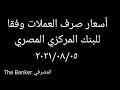 أسعار صرف العملات وفقا للبنك المركزي المصري ٢٠٢١/٠٨/٠٥ - المصرفي The Banker