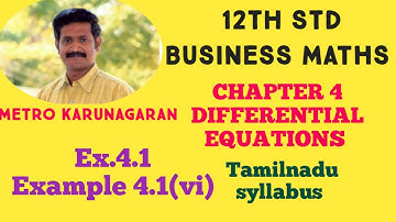 12th Std BM Example 4.1(vi) Find the order and degree of following differential equations