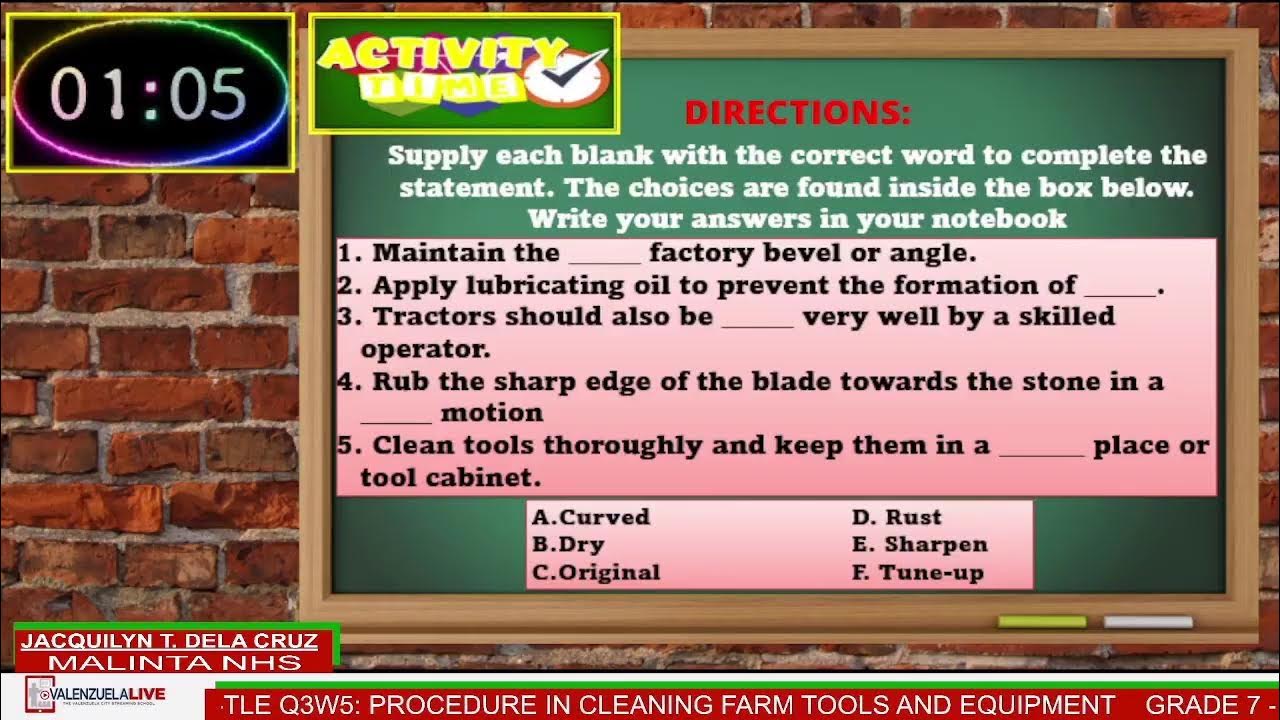 GRADE 7 TLE Q3 WEEK 5 PROCEDURE IN CLEANING FARM TOOLS AND EQUIPMENT