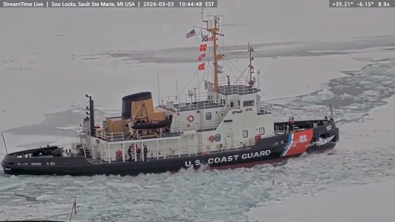 Mobile Bay Breaking Ice at the Soo Locks, then moving to the SMR on Mar 3rd, 2026