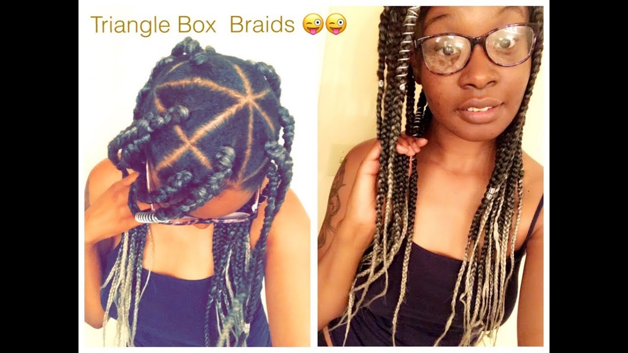  SIMPLE TRIANGLE BOX BRAIDS using Rubber Band method - YouTube