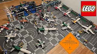 Huge Lego Airport Construction - Hangar Airplane  Terminal Cargo Passenger Jet Prop plane Biggest