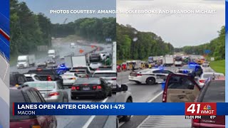 5-vehicle crash blocks I-475 northbound near Zebulon Road in Macon