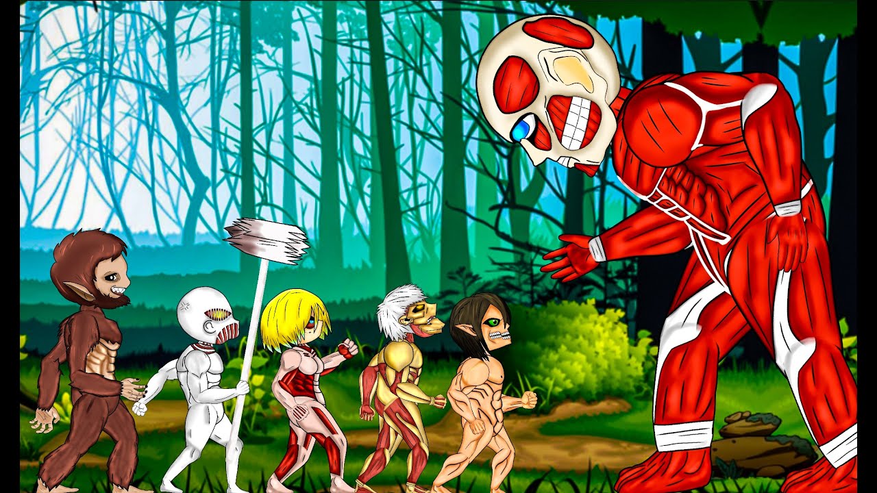 Eren Titan And All titan sifter vs Colossal Titan. Super titan Animation. Drawing cartoon 2