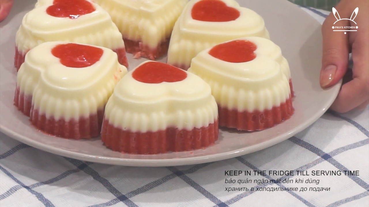 Strawberry Panna Cotta for Valentine's Day | Panna Cotta dâu tây | Клубничная панна котта