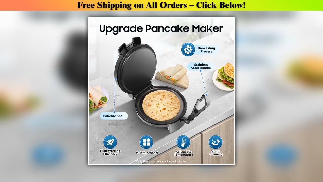 1200W Electric Toaster, Temperature Adjustable Roti Maker, Press Machine for Pancakes, Pan Cakes,