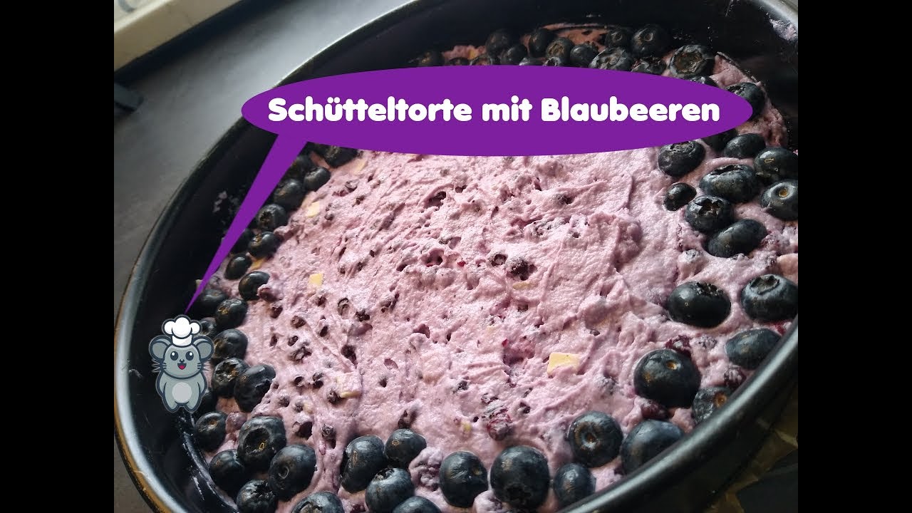 Schütteltorte mit Blaubeeren und Butterkeksboden